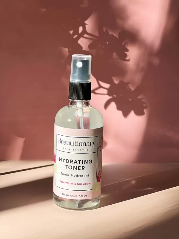 no alcohol hydrating toner, with rose water and cucumber extract to hydrating