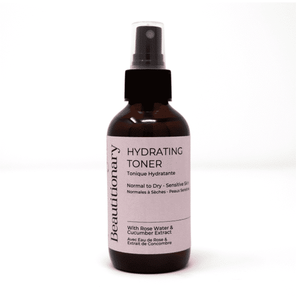 Beautitionary hydrating toner for dry skin with cucumber extract and rose water. Soothing vegan face mist crafted locally in Vancouver.