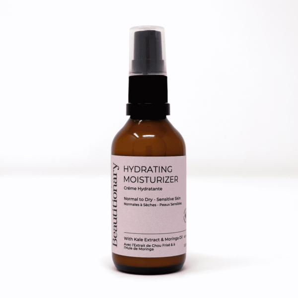 Beautitionary hydrating moisturizer for dry and normal skin with kale extract and moringa oil. Natural vegan face cream crafted locally in Vancouver.
