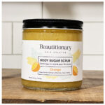 Brightening body scrub. glowy skin and lightening darker skin area