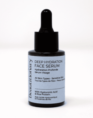 Beautitionary deep hydration face serum with hyaluronic acid and rice protein. Handmade, vegan, sensitive skin friendly formula made in Vancouver.