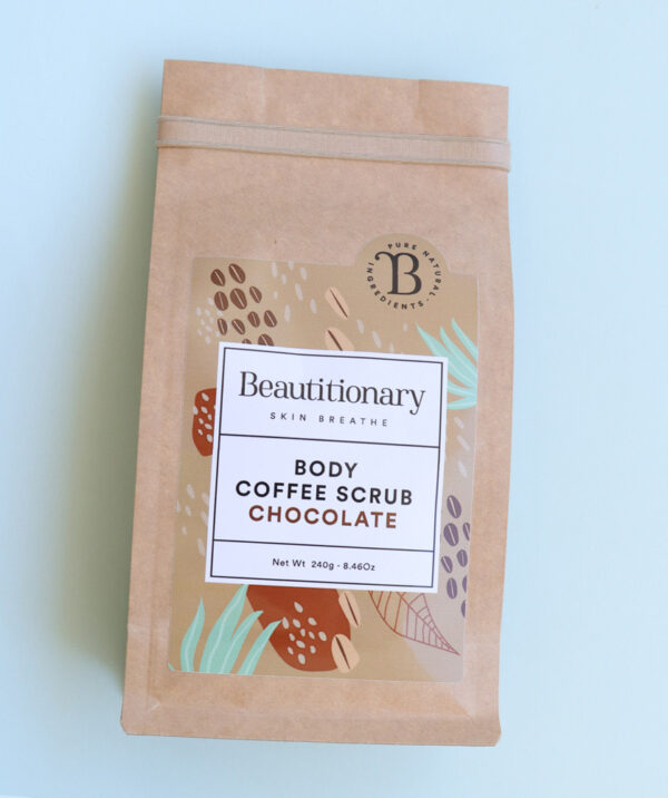 Chocolate coffee scrub to exfoliate and nourish the skin and removes dead skin cells