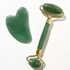 Dark green jade roller and guasha set