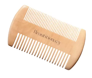 wooden beard comb to brush beard and hair. vegan beard grooming