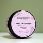 All-natural lavender hand cream made in Vancouver BC, formulated with shea butter, lavender essential oil, oat and kale protein, and vitamin E; vegan, cruelty-free moisturizing skincare for dry hands.