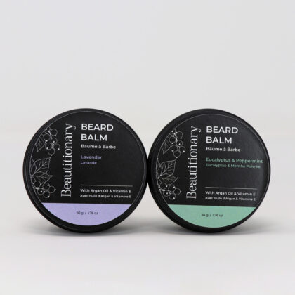 Beautitionary beard balm in lavender and eucalyptus.