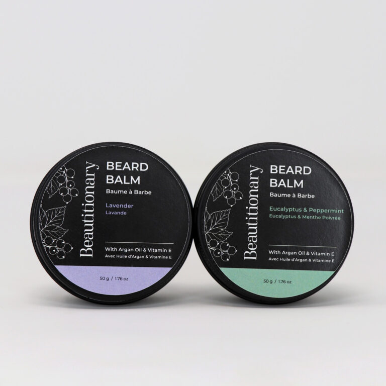 Beautitionary beard balm in lavender and eucalyptus.