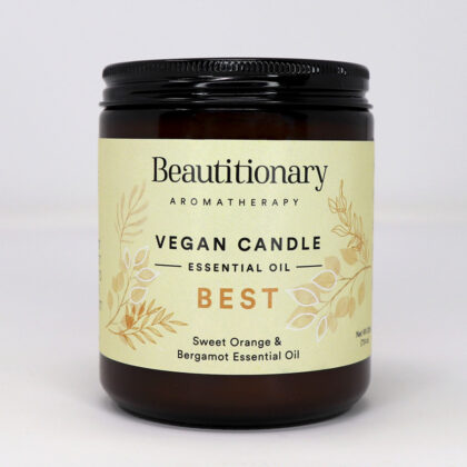 Beautitionary vegan soy wax "Best" candle, sweet orange and bergamot essential oil.