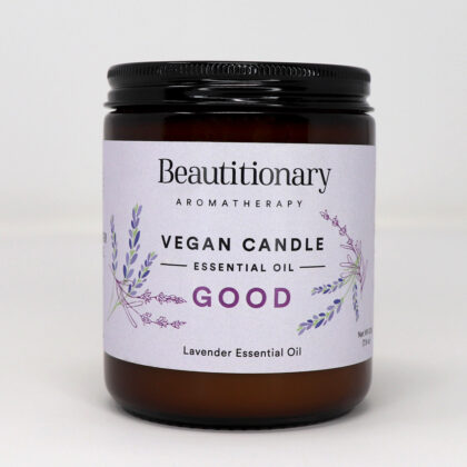 Beautitionary vegan soy wax "Good" candle, lavender essential oil.