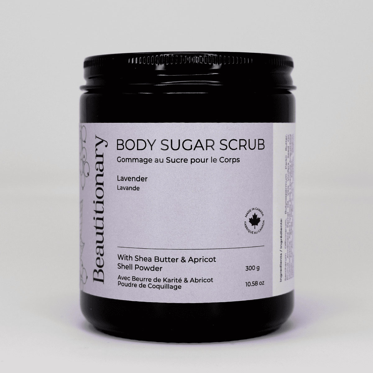 Beautitionary lavender sugar scrub, 300g jar
