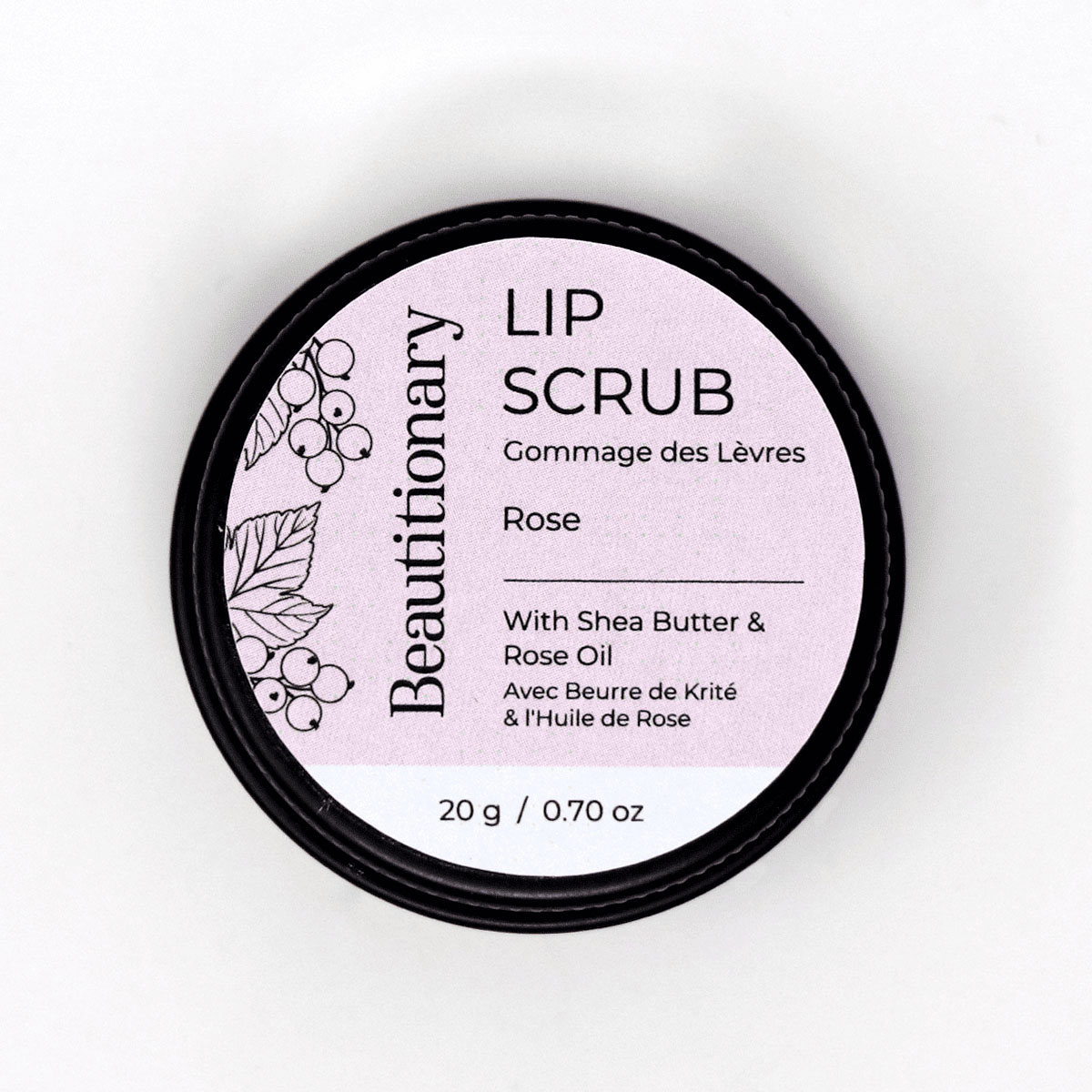 Beautitionary lip scrub, front of tin