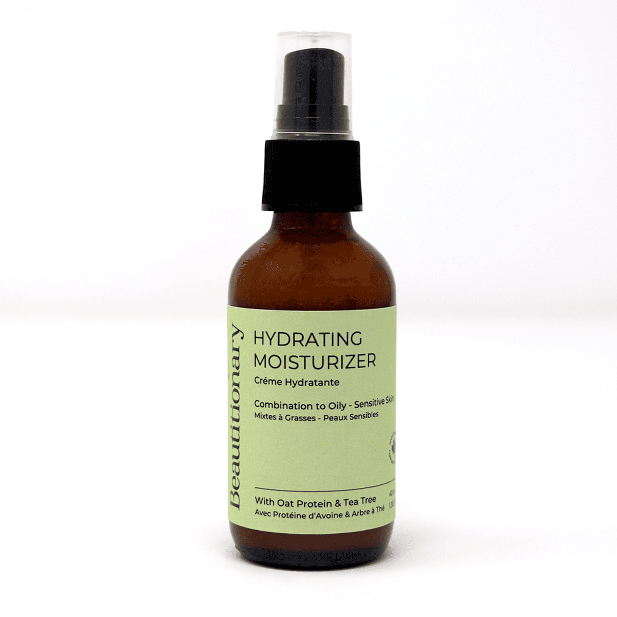 Beautitionary hydrating moisturizer for oily skin with oat protein and tea tree. Clarifying, breakout-preventing vegan skincare handmade in Vancouver.