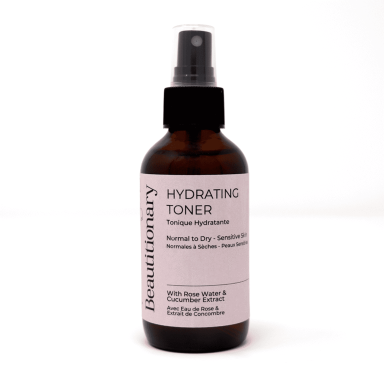 Beautitionary hydrating toner for dry skin with cucumber extract and rose water. Soothing vegan face mist crafted locally in Vancouver.