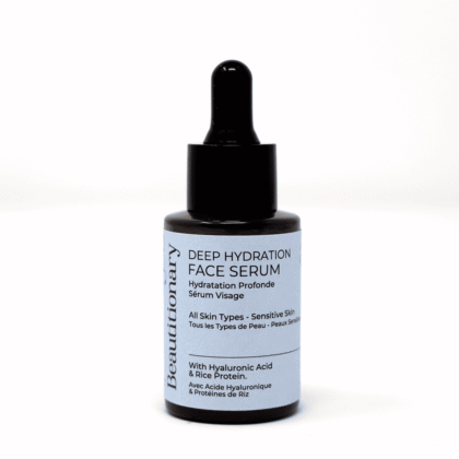 Beautitionary deep hydration face serum with hyaluronic acid and rice protein. Handmade, vegan, sensitive skin friendly formula made in Vancouver.