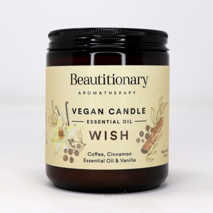 Beautitionary vegan soy wax "Wish" candle, coffee, cinnamon, and vanilla.