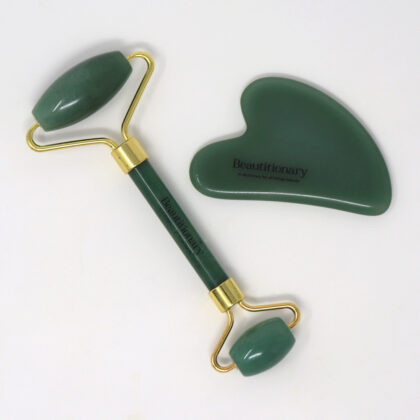 Beautitionary jade face roller and gua sha set.